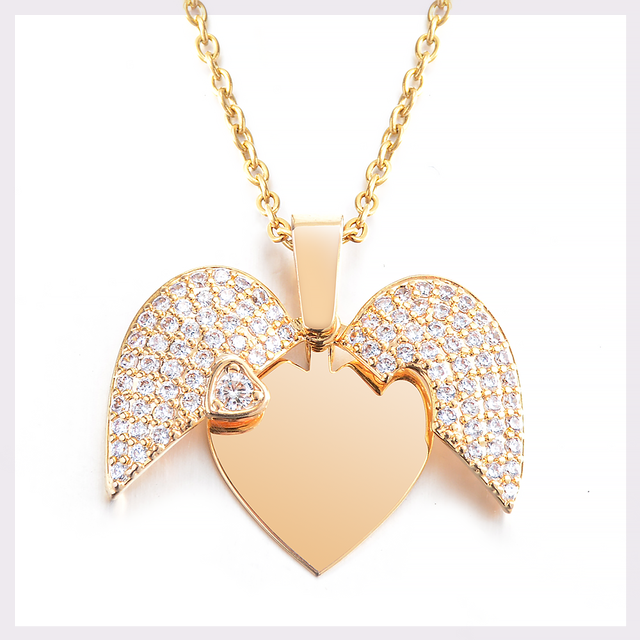 Personalized Heart Wing Necklace