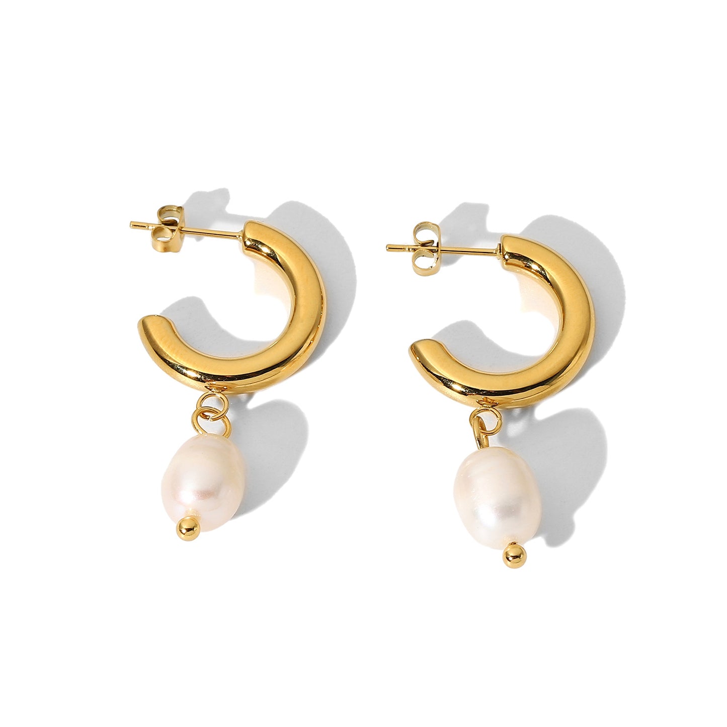 18K Plated Pearl Accent Earrings