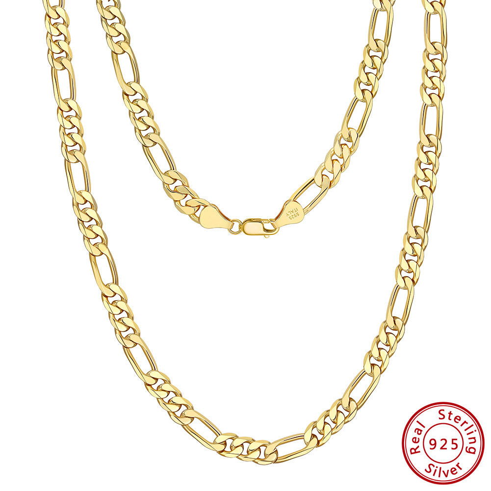 18k Gold Plated Sterling Silver Figaro Link Necklace