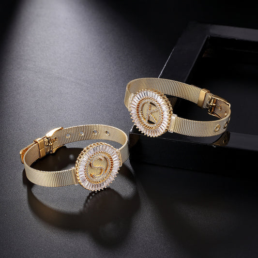 Initial Zircon Charm Bracelet