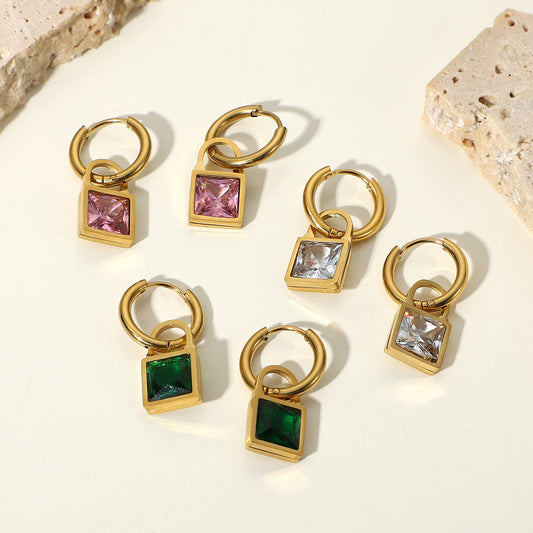 Lock-In Gem Pendant Earrings