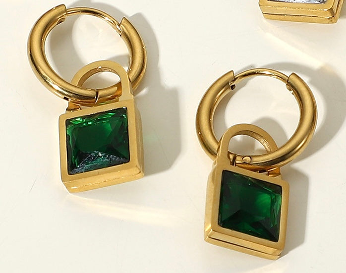 Lock-In Gem Pendant Earrings