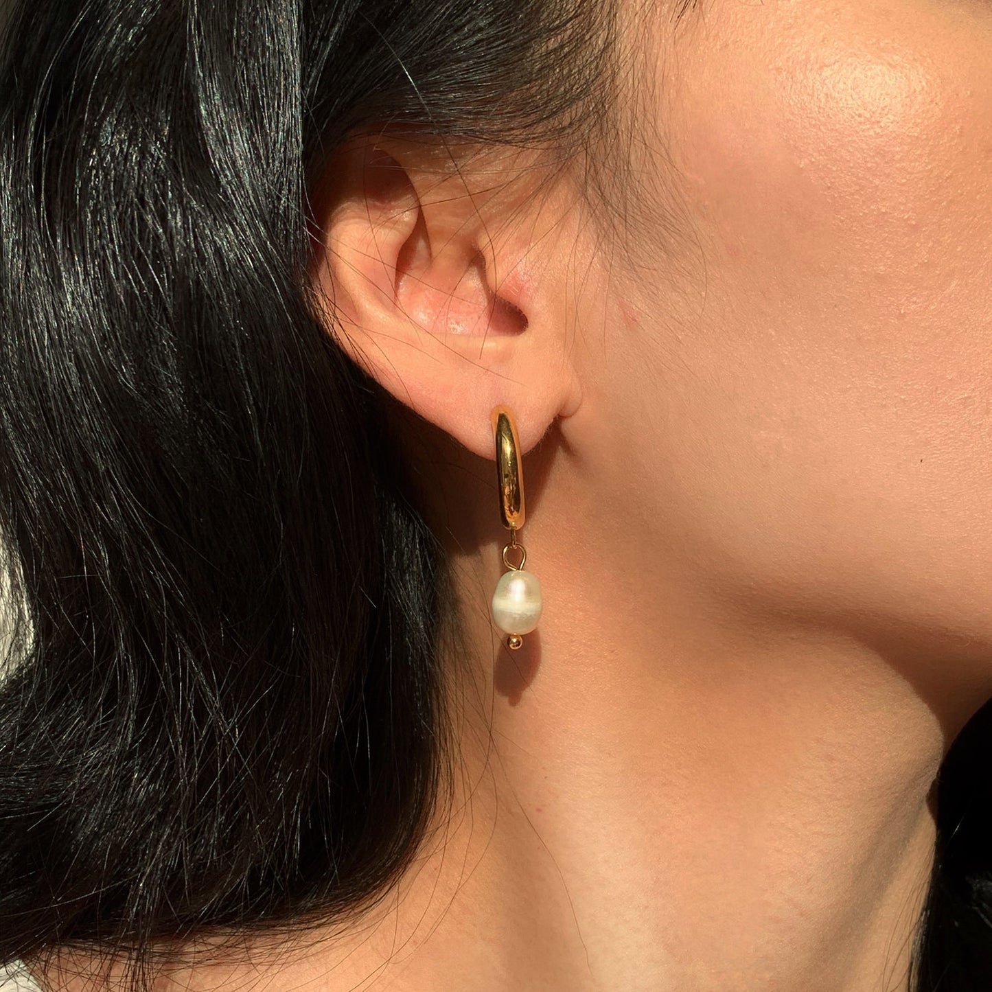 18K Plated Pearl Accent Earrings