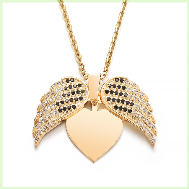Personalized Heart Wing Necklace