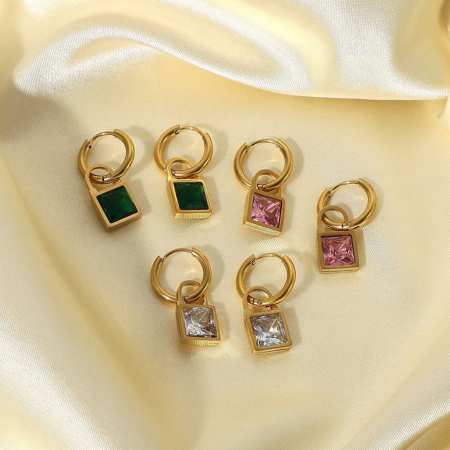 Lock-In Gem Pendant Earrings