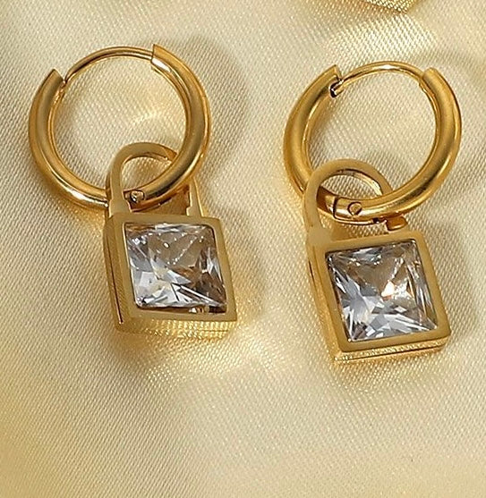 Lock-In Gem Pendant Earrings