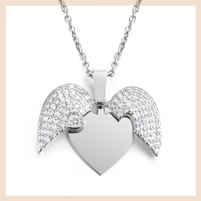 Personalized Heart Wing Necklace