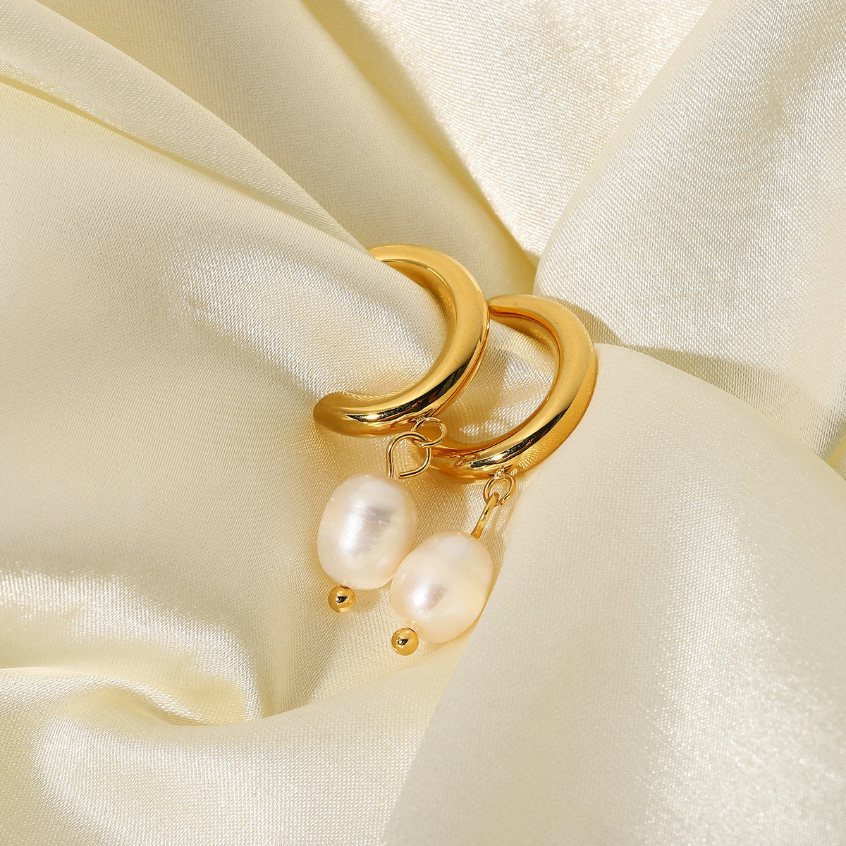 18K Plated Pearl Accent Earrings