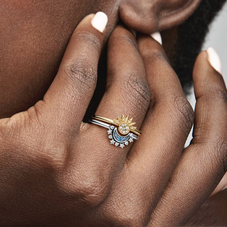 Rising Sun & Shining Blue Moon Dual Tone Ring